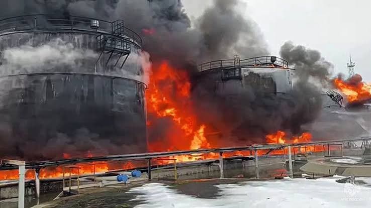 Ukraine Drone Strike Sets Russian Oil Refinery on Fire, Disrupts Fuel Supply